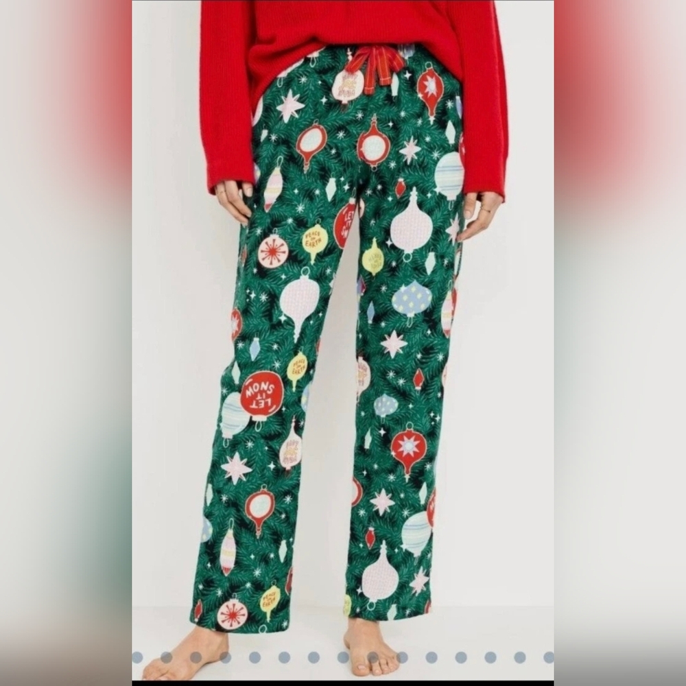 Old Navy Tinseltown Holiday Green Flannel Pajama Pants, Unisex XL, GUC